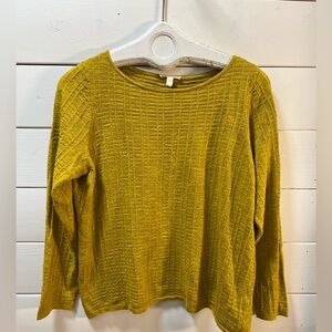 EILEEN FISHER Mustard Textured Knit Top Size L